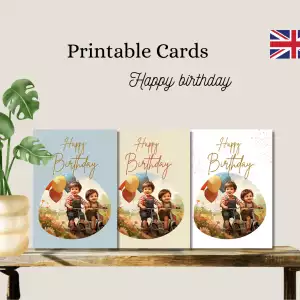 Happy birthday kaarten, kaart, printbaar, A6, verjaardagskaart, feestje, PDF bestand