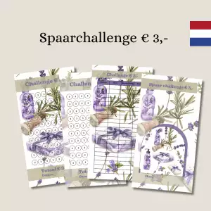 Lavendel 3,- spaar challenge kaarten - Bereik je financiële doelen!