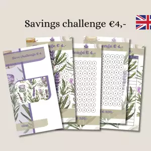 Lavendel spaarchallenge kaarten - Voor al jouw spaardoelen