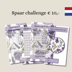Spaar challenge kaarten 10,- lavendel achtergrond