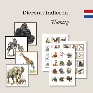 Memory spel dierentuin dieren - Educatief spel voor thuis en school