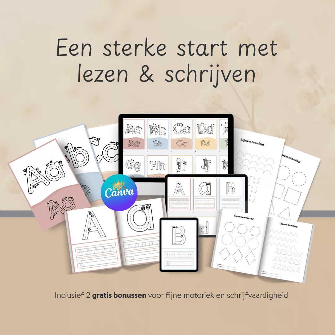 Flashcards ABC leren schrijven! Bewerkbaar PRO